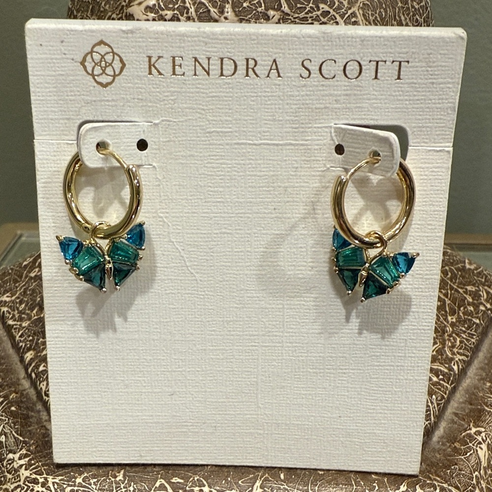 Kendra Scott Gold and Teal Butterfly Earrings
